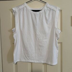 White House Black Market White Sleeveless Braided-Shoulder Tank Top